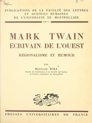 cover image of Mark Twain, écrivain de l'Ouest